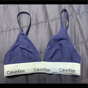 blue calvin klein sports bra v neck